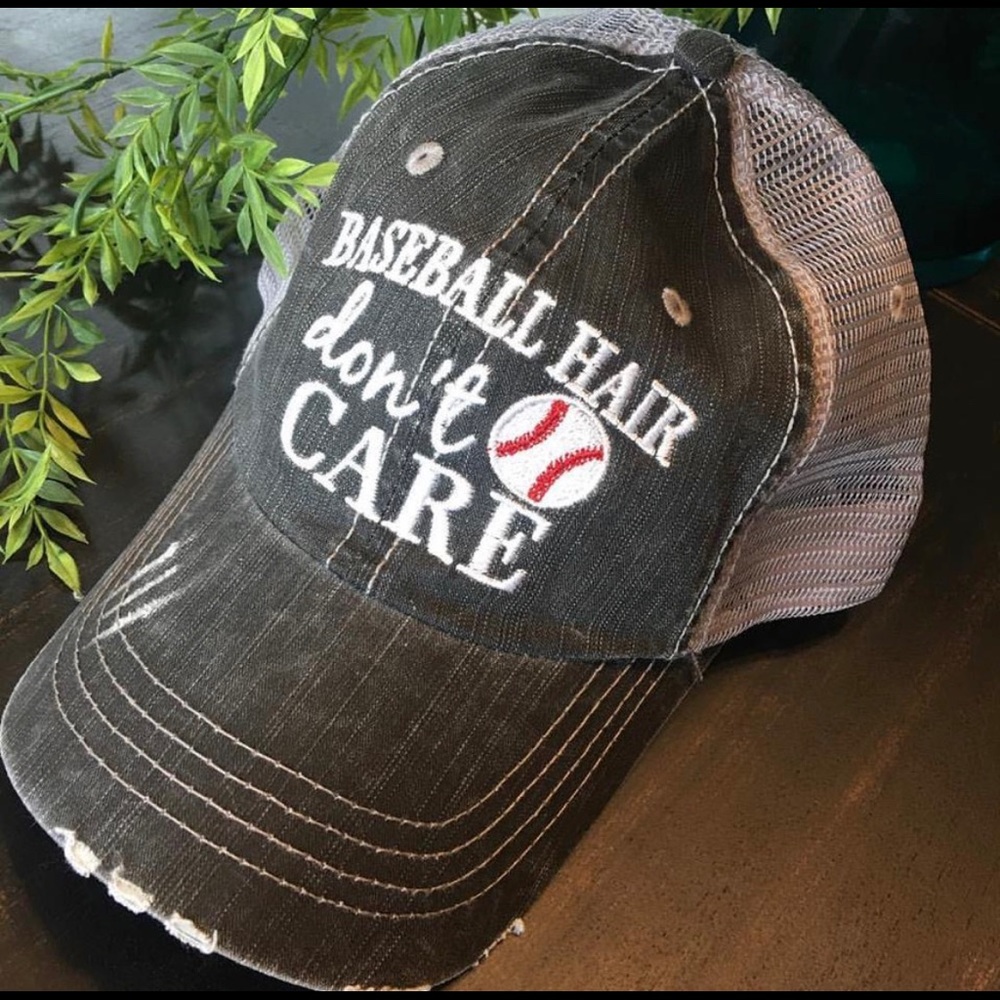Hat • Baseball hair don’t care. Gray. Adjustable.